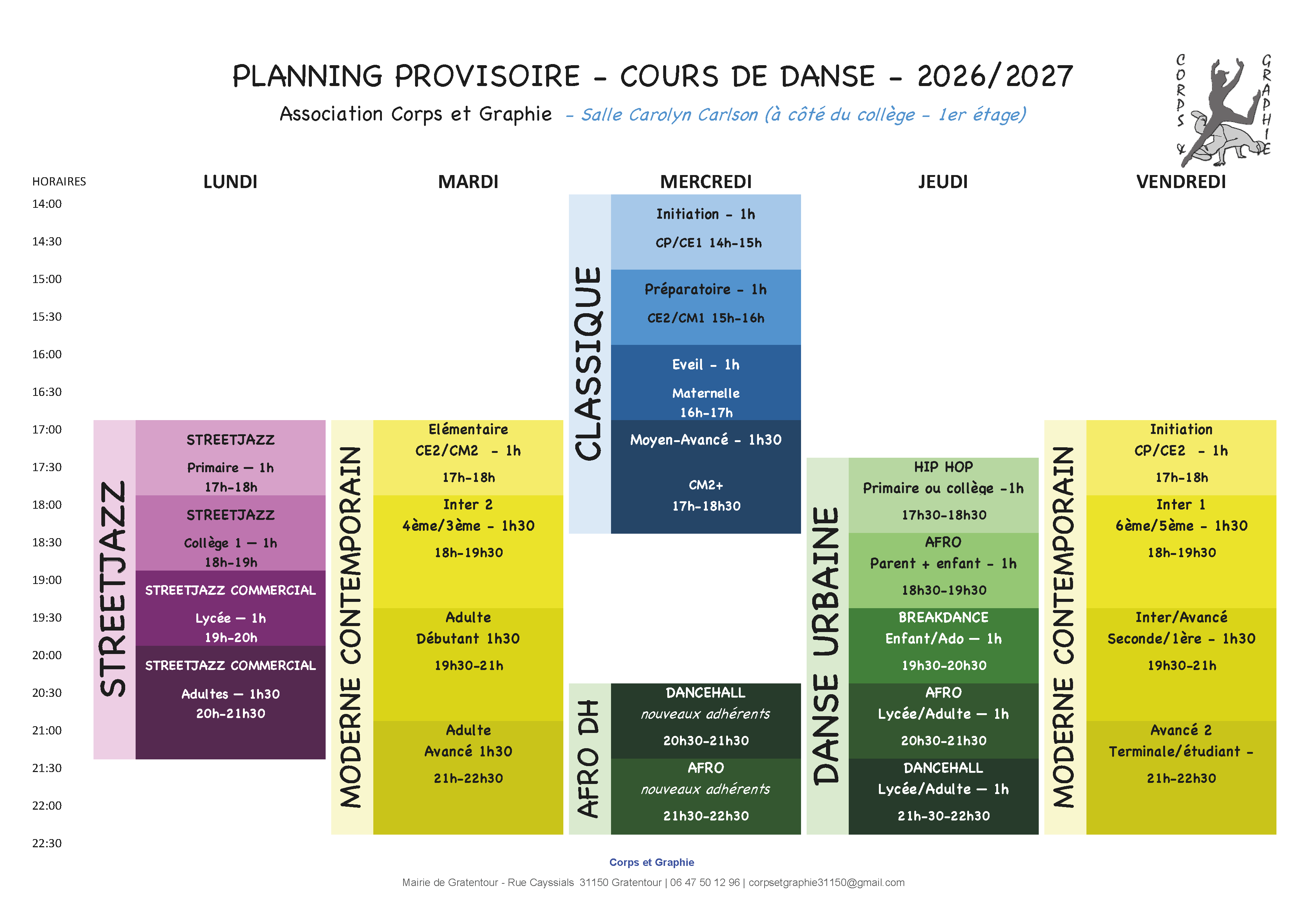 Planning Danses 26/27